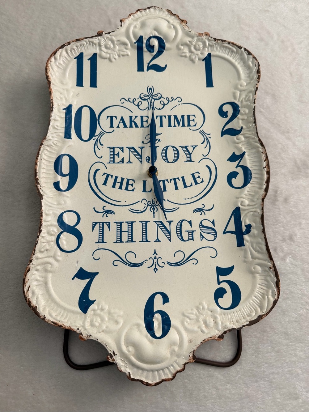 Take Time Enjoy The Little Things Blue & White Wall or Standing Clock
